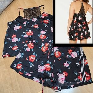 NWT INC International Concepts Satin Lace Trimmed Chemise & Shorts XL/XXL